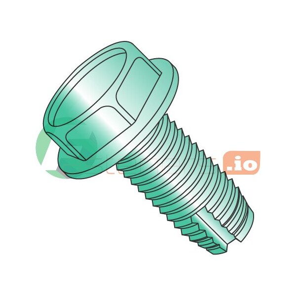 Newport Fasteners Thread Cutting Screw, #8-32 x 3/8 in, Green Zinc Plated Steel Hex Head Hex Drive, 10000 PK 874099 - main